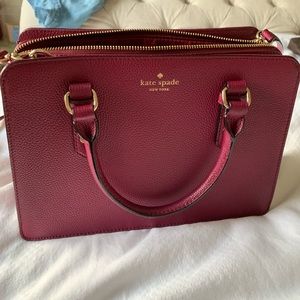 Kate Spade Pebble Leather Satchel in Burgundy